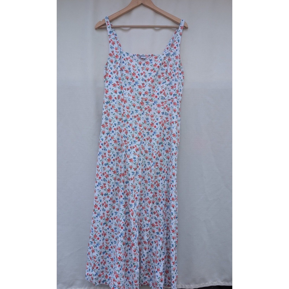Old Navy Cottagecore Dress Womens L Tall Floral Linen Blend Sun Dress Pockets